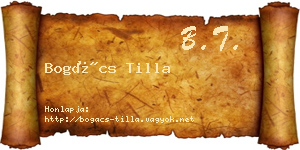 Bogács Tilla névjegykártya